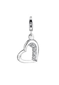 Nenalina - Charm Herz Motiv Anhänger Cubic Zirkonia 925 Silber - Silber