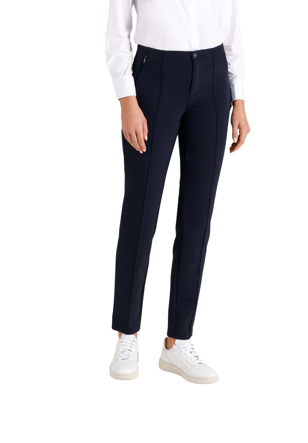 Mac Stoffhose "Anna", Slim-Fit, Paspeltaschen, FüR Damen, Blau, W38/L28