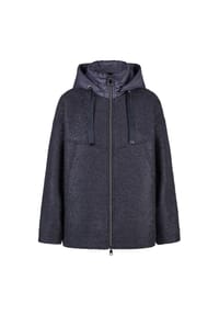 BARBARA LEBEK - Wolljacke Damen mit Kapuze - Dunkelblau