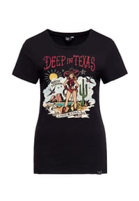 QUEEN KEROSIN - T-Shirt mit Retro Front Print Deep In Texas - mint
