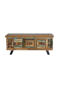 GINER & COLOMER - Truhe aus recyceltem Holz, 116 cm, Vintage-Industriestil - 47x116x40 - mehrfarbig