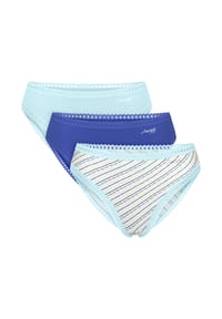 sloggi - Damen Slips, 3er Pack - GO Crush High Leg C3P, Unterhose, Stretch-Baumwolle - Blau/Grau