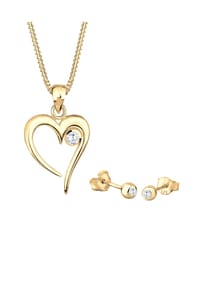 elli. - Schmuckset Herz Solitär Zirkonia In Love 925 Sterling Silber - Weiß