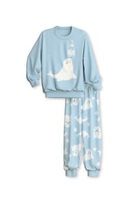 CALIDA - Kinder Bündchen-Pyjama aus reiner Bio-Baumwolle Toddlers Seal - cascade blue