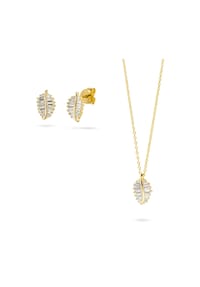 Fiocco JEWELRY - Bella Ohrringe und Kette Zirkonia Baguetteschliff weiß, 925 Sterling Silber - gelbgold