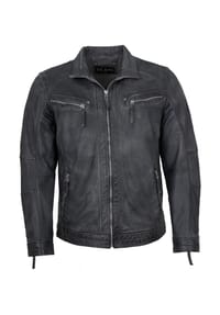 JILANI - Herren Lederjacke Lammnappa grau-athra - blau-anthra