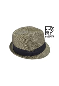 SEEBERGER - Papierstroh Mix Trilby mit Ripsband Umlage 54892-0 - burgund/orange