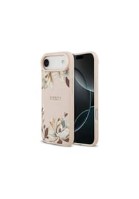 GUESS - Guess Grained Flowers Classic Logo Handyhülle mit Magnetring - Rosa 17.0 × 8.5 × 1.2 cm
