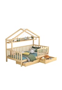 KOMHTOM - Hausbett 90/200 cm in Natur mit Schubladen - Naturfarben