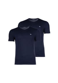 EMPORIO ARMANI - Herren T-Shirts, 2er Pack - CORE LOGOBAND, V-Neck, Regular Fit, Stretch Cotton - Blau