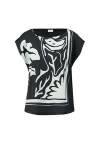 s.Oliver BLACK LABEL - T-Shirt, U-Boot-Ausschnitt, für Damen - 99D2  GREY/BLACK