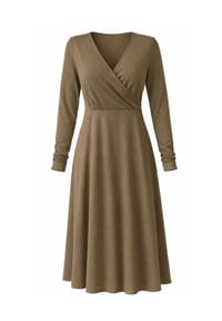 CAROLIN RICK - Jerseykleid mit Wickeloptik am Oberteil - Cognac