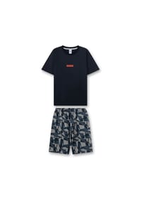Sanetta - Jungen Schlafanzug, kurz - Teens, Camouflage, Pyjama, Single Jersey, Baumwolle - Dunkelblau