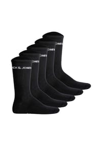 JACK & JONES - Herren Tennissocken 5er Pack - JACBASIC LOGO TENNIS SOCK, einfarbig - Schwarz