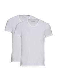 MANGUUN - T-Shirt, 2er-Pack, V-Ausschnitt, für Herren - WEISS