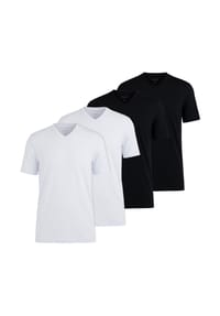 OLYMP - Herren T-Shirts, V-Neck, 4er Pack - Bodywear, Modern Fit, Baumwolle - Schwarz