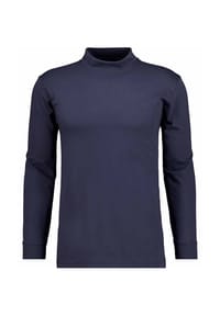 RAGMAN - Herren Stehkragen-Pullover - Langarm Basic Stehkragen Regular, Single Jersey, einfarbig - Dunkelblau