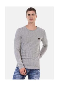 CIPO & BAXX® - Pullover mit Zopfmuster, CP240 - ANTHRACITE