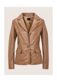 MADELEINE - Lammnappa-Blazer mit Kroko-Prägung - nougat / braun