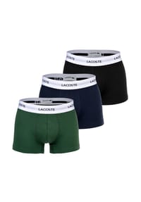 LACOSTE - Herren Boxershorts, 3er Pack - Trunks, Cotton Stretch, Logobund - BLACK/WHITE/GREY