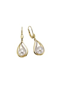 Orolino - Ohrringe 585/- Gold 2 Süßwasserzuchtperle 0,04ct - gelb