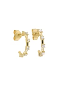 VANDENBERG - Damen Creolen, 375er Gelbgold mit 10 Diamanten, zus. ca. 0,2 Karat - GELBGOLD