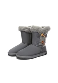 EVERAU® - Damen Horn Knebelknopf Kurzstiefel Stork - BLACK