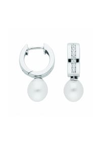 Adelia's - 925 Silber Ohrringe / Creolen mit Zirkonia Ø 13,8 mm - silber