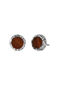 HAZE & GLORY - Ohrringe Ohrstecker Jasper Braun 925 Sterling Silber - Silber