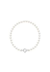 Pearls & Colors - Armband aus weißen Süßwasser-Zuchtperlen, 5-6 mm - Weißgold/Weiß