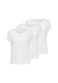 ONLY® - Damen T-Shirt, kurzarm 3er Pack - ONLMOSTER O-NECK TOP, Rundhals, Viskose-Mix Stretch - Weiß