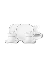 Seltmann Weiden  Kaffee-Set "Lido", eckig, 18-teilig - Lido - Schwarz/Weiß