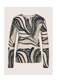 MADELEINE - Feinstrick-Pullover mit Fantasy-Print - wollweiß / schwarz / beige