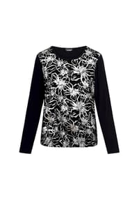 GOLDNER - Blusenshirt mit Blumendruck - schwarz / gemustert