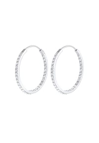 elli. - Ohrringe Creolen Funkelnd 925 Silber, Mit Kristallen Von Swarovski® - Schwarz