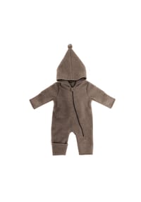 maximo® - GOTS BABY-Overall, Wollfleece  Reißverschluss, Jerseyfutter, Pompon - beigemeliert