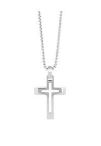Adelia's - Adelia's Neuheit 2025 - Herren Edelstahl Erbskette Halskette mit Anhänger Kreuz unbekannt cm - silber - Kreuz