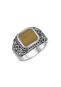GIORGIO MARTELLO MILANO - Ring Siegelring mit Tigerauge-Einlage, Silber 925 - braun