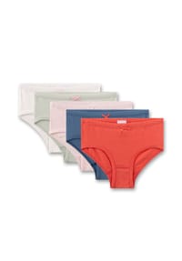 Sanetta - Mädchen Hipslips, 5er Pack - Kids, Slips, Single Jersey, Baumwollmischung - Rot/Blau/Rosa