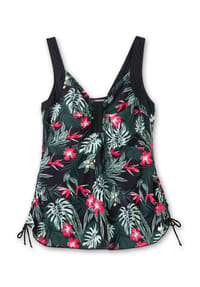 sheego - Tankini-Oberteil - schwarz-gemustert