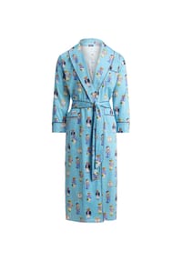 POLO RALPH LAUREN - Morgenmantel Iconic Bear, Schalkragen, für Damen - 866 AQUA MIST BEAR