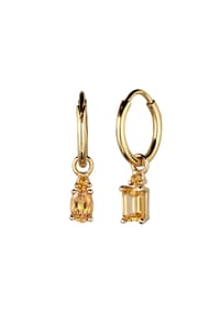 elli. - Ohrringe Creole Mit Citrin Gelb 925 Sterling Silber Vergoldet - Gold