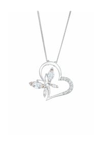 elli. - Halskette Herz Schmetterling Zirkonia 925 Silber Noble - Gold