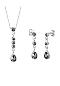 elli. - Schmuckset Tropfen Zirkonia 925 Sterling Silber - Schwarz