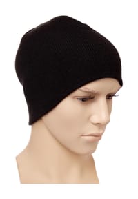 normani® - Beanie Strickmütze, Feinripp - Schwarz