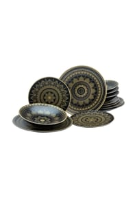 CreaTable Mandala Gold Schwarz, Tellerset 12-tlg - Mandala Gold - Gold