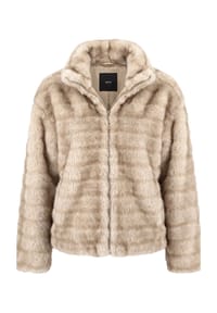 zero - Plüschjacke mit Reißverschluss - Cream/Brown