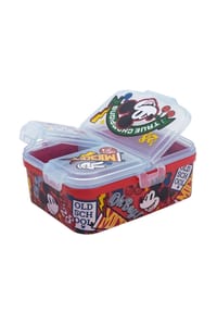 Disney - Disney Mickey Mouse Kinder Brotdose XL – Lunchbox mit 3 Fächern & - Mehrfarbig 8x13,5x18 cm