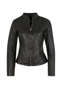 7eleven - Lederjacke Palermo mit kurzem Stehkragen - black