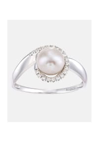 Diamant L'eternel - Ring, mit 0.08 ct Diamant, mit Zuchtperle, 375 Weißgold - white gold